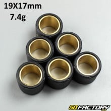 Rodillos de variador 7,4g 19x17 mm Aprilia,  Derbi,  Gilera, Italjet, Malaguti,  Peugeot,  Piaggio  et  Vespa