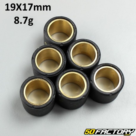 Rolos inversores 8,7g 19x17 mm Aprilia,  Derbi,  GileraItaljet, Malaguti,  Peugeot,  Piaggio  et  Vespa