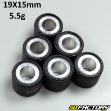 Rolos inversores 5,5g 19x15 mm Aprilia,  Derbi,  GileraItaljet, Malaguti,  Peugeot,  Piaggio  et  Vespa