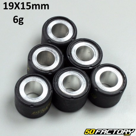 Rulli di variatore 6g 19x15 mm Aprilia,  Derbi,  Gilera, Italjet, Malaguti,  Peugeot,  Piaggio  et  Vespa