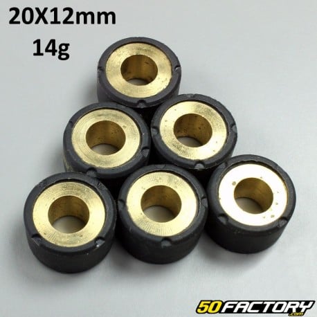 Rodillos inversores 14g 20x12 mm Benelli, Italjet, Kymco,  Malaguti y Mbk /Yamaha