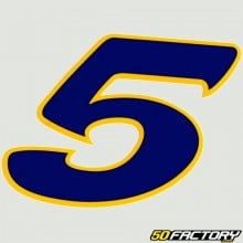 Sticker number 5 blue yellow liseret 13cm