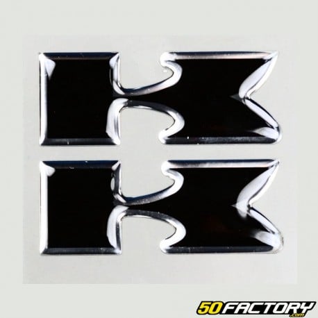 Kawasaki logo black relief stickers (x2)