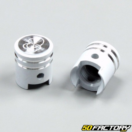 Bouchons de valve alu piston blanc