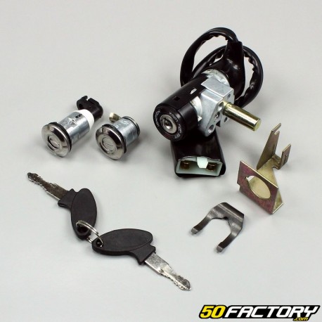 Complete Ignition switch with steering lock for scooter Kymco Agility,  Peugeot Kisbee,  CPI...