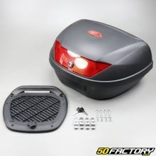 Top case 51L moto negra y scooter universal (reflector rojo)