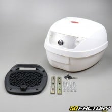 Top case 28L white motorcycle and universal scooter (white reflector)
