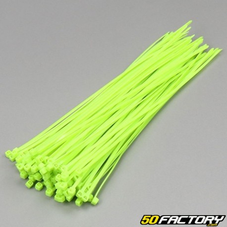 Collarines de plástico (rilsan) verde fluorescente 200 mm (100 piezas)