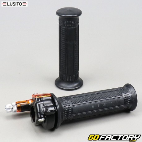 Mini Targa gas grips (with tensioner) with left cover Peugeot 103, MBK 51 ... Lusito black