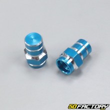 Valve caps 6 sides blue (pair)