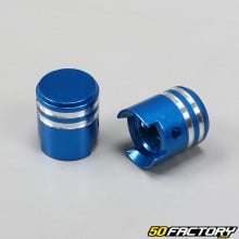 Bouchons de valves alu pistons bleus clair (la paire)