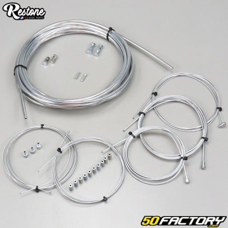 Chrome cables and sheaths MBK 51, Motobécane AV88, 89 ... Restone (Kit)