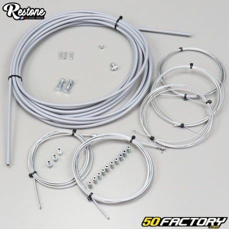 Gray cables and sleeves Peugeot 103 Restone (Kit)