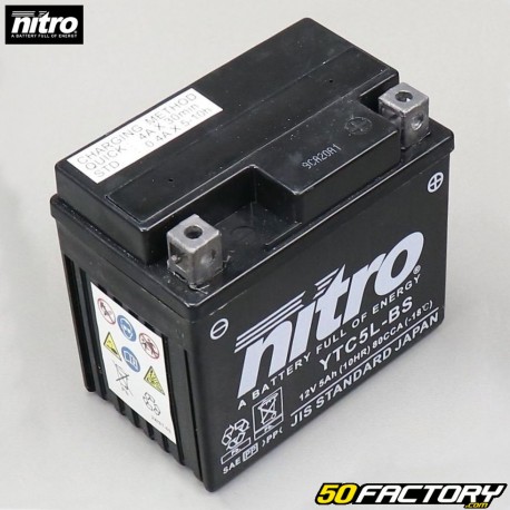 Batterien Nitro NTC5L-BS 12V 5Ah-Gel Derbi DRD Pro, Malaguti Drakon,  Booster,  Trekker,  Agility...