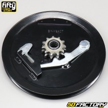 Complete 11D reinforced pulley with MBK 51 clutch release, Motobécane AV88... Fifty black