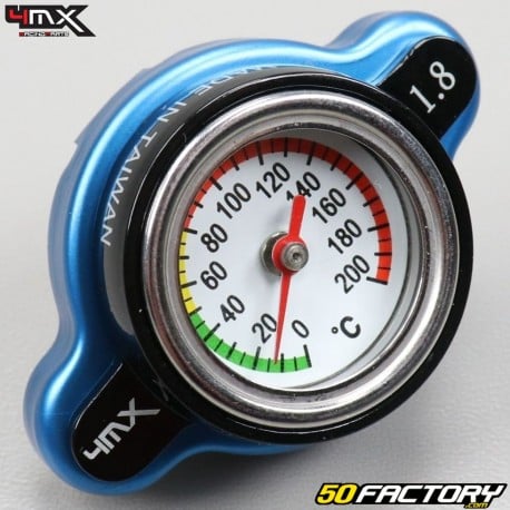 Bouchon de radiateur thermomètre MOTOCROSS Honda, Yamaha, Kawasaki, Suzuki, KTM, Husqvarna... 4MX bleu