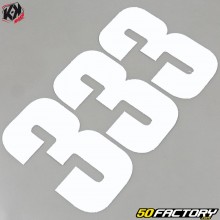 Stickers numéro cross 3 blancs 13 cm Kutvek (jeu de 3)