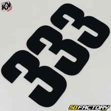 Stickers numéro cross 3 noirs 13 cm Kutvek (jeu de 3)
