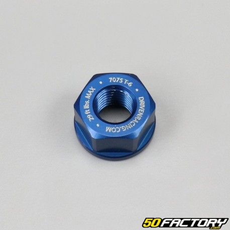 Nut Ã˜10x1.25 mm standard thread blue aluminum flange