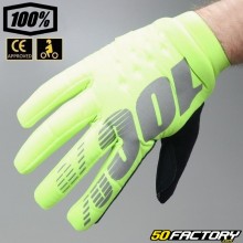 Gloves cross winter 100% Brisker CE approved fluorescent yellow motorcycle