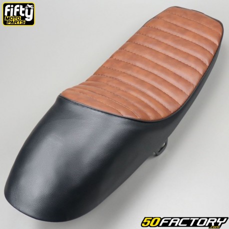 Selle café racer moto universelle marron et noire Fifty