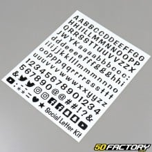 Black letters, numbers and social media stickers (sheet)