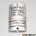 Placa del fabricante (en blanco) SINFAC Solex 3800