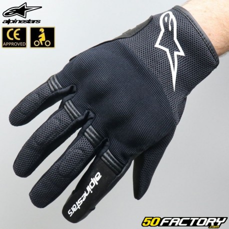 Gants street Alpinestars Copper homologués CE noirs et blancs