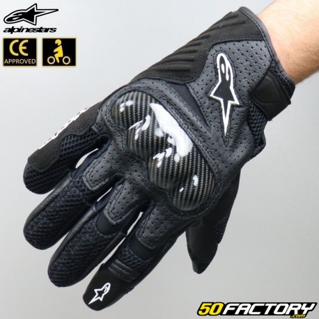 Guantes racing mujer Alpinestars Stella SMX-1 CE aprobado en blanco y negro