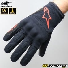 Guanti da strada Alpinestars S Max Drystar moto nero e rosso fluo omologato CE