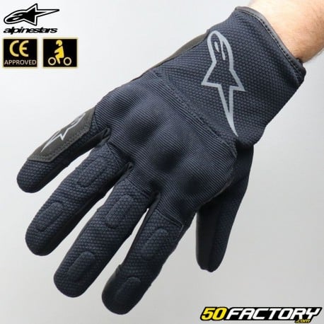 Gants street Alpinestars S Max Drystar homologués CE noirs et gris