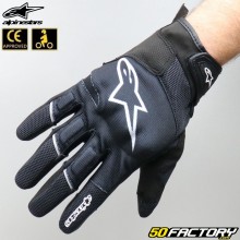 Gants racing Alpinestars Atom homologués CE moto noirs et blancs