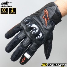 Gloves racing Alpinestars SMX-1 Air V2 motorcycle CE approved black and neon red