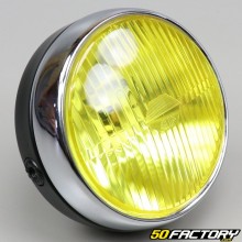 Round headlight moped, motorcycle Cafe Racer,  Peugeot 103, MBK 51 Ø140 mm black yellow glass