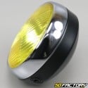 Round headlight moped, motorcycle Café Racer Ã˜140mm black yellow glass