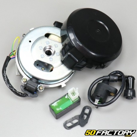 Accensione elettronica (cono grande) 12V completa di box CDI e bobina di alta tensione Peugeot 103 (kit)