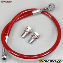 Aviation type rear brake hose Yamaha YFZ 450 R Streamline red