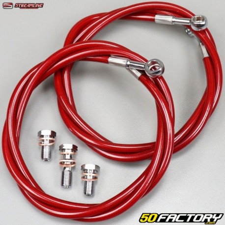 Streamline universal aviation type front brake hoses red