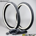 2x19 (23x2) tires Continental KKS10 white sidewalls with inner tubes and moped rim tape