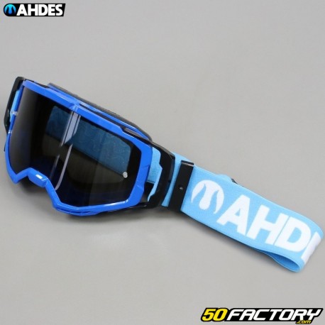 Ahdes neon blue goggles with smoked screen