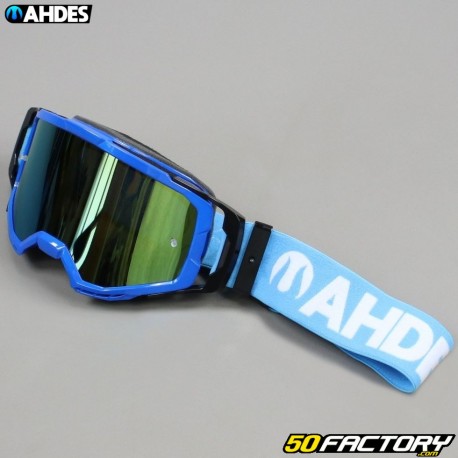 Ahdes neon blue goggles with gold iridium screen