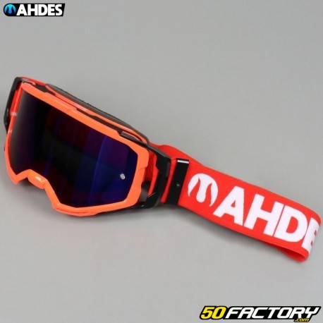 Ahdes neon red goggles with blue iridium screen