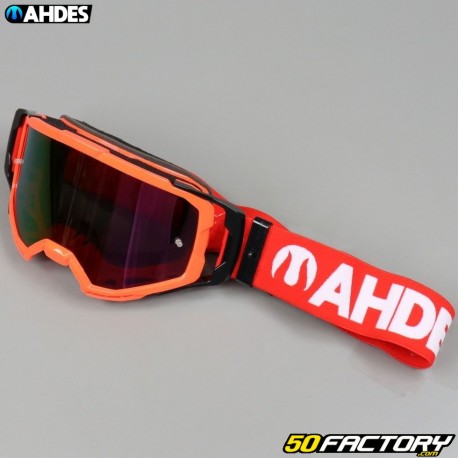 Occhiali Ahdes rosso neon con schermo arcobaleno iridium