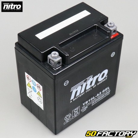 Batterie Nitro YB10L-A2 12V 11Ah gel Yamaha XV, Suzuki GN, GSX...