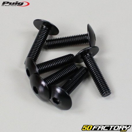 6x25 mm Schrauben Puig gewölbter BTR-Kopf schwarz (Satz von 6)