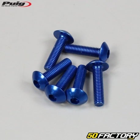 Vis 5x20 mm tête BTR bombéee Puig bleues (lot de 6)