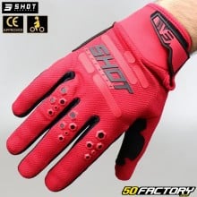 Guantes cross Shot Vision Motocicleta roja CE aprobada