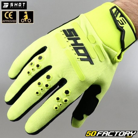 Guantes cross Shot Vision  Motocicleta amarilla fluorescente aprobada por CE