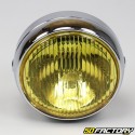 Round headlight moped, motorcycle Café Racer Ã140mm chrome yellow glass