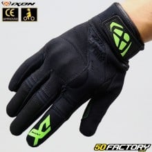 Gants street Ixon RS Delta homologués CE moto noirs et verts